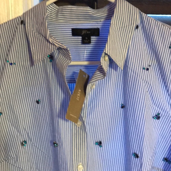 🌸Embellished slim stretch Perfect Shirt in stripe - Picture 8 of 8